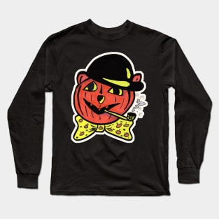 Vintage Cat Jack-o-Lantern Halloween Art Long Sleeve T-Shirt